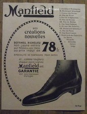 Publicité MANFIELD Chaussures bottine Richelieu 1921, advert