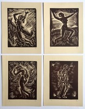 Georges ROUDNEFF, Les 4 saisons, 1954. Portf. de 4 bois gravés signés au crayon