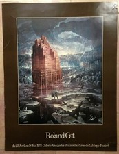 ROLAND CAT 1974  AFFICHE ORIGINALE EXPOSITION GALERIE ALEXANDRE BRAUMULLER PARIS