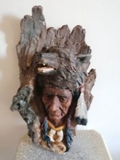 visage d' indien murale en résine hauteur 33 cm