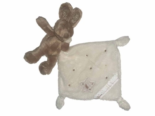 Doudou lapin gris bandana - gris,