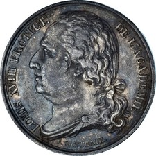 France, Jeton, Louis XVIII, Académie française, TTB+, Argent