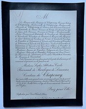 BOULOGNE LASCOURS Comtesse Chaponay FAIRE PART Barante TRUCHIS VARENNES 1909