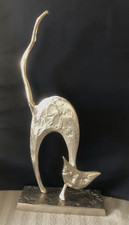 Exceptionnelle   Sculpture Grand Chat  Signée BRONZE  YVES LOHE (1947) H 41 cm