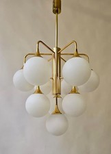 Lustre avec 10 globes opaline