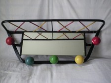 Porte-manteau ancien avec miroir, 5 boules