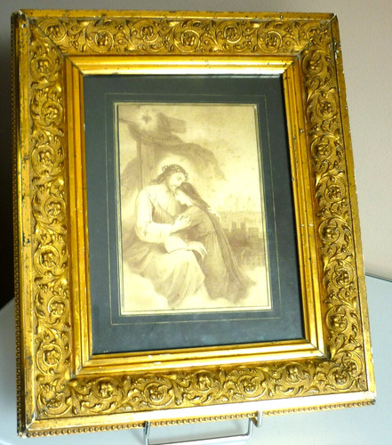 Tableau cadre bois ancien - tableau,,
