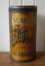 Ancienne boite métal Cacao d'Aiguebelle en poudre solubilisé couvercle Elesca