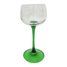 LOT 6 VERRES A VIN D'ALSACE PIED VERT DECOR GRAVE DEPOLI