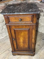 Antique French Marble-Topped Oak Cabinet - Late 19th Century Provincial Style