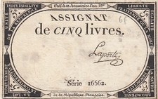 5 Livres - 10 Brumaire An II (31.10.1793) - Sign. Laporte - Série 16662
