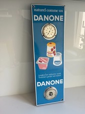 ancien thermomètre/baromètre émaillé DANONE - emaillerie alsacienne Strasbourg