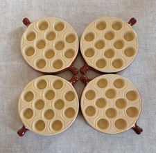 Émile Henry - Lot de 4 poêlons caquelons plats cuisson pour 12 escargots - TBE !