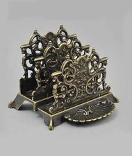 Magnifique Porte-Documents En Laiton Brunie Style Baroque Bureau Bureau