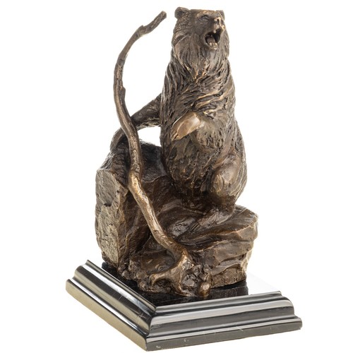 Statue ours bronze sur un - en,