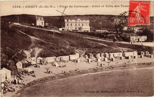 Cpa erquy plage - erquy, carroual
