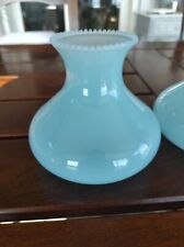 Ancien Abat Jour en opaline Bleu Vintage Suspension Verre