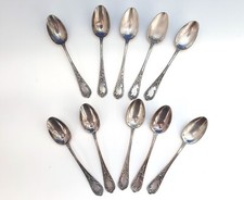 1O PETITES CUILLÈRES ANCIENNES EN MÉTAL ARGENTÉ    ART NOUVEAU  SAGLIER FRÈRES