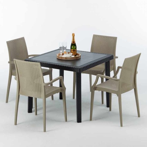 Table carrée noire - table,