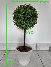 Arbre buis rond, Hauteur 40 cm Diamètre 17 cm, bonsaï artificiel pot blanc