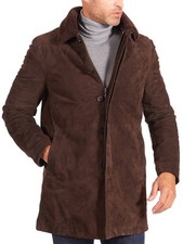 Trench-coat en cuir suédé
