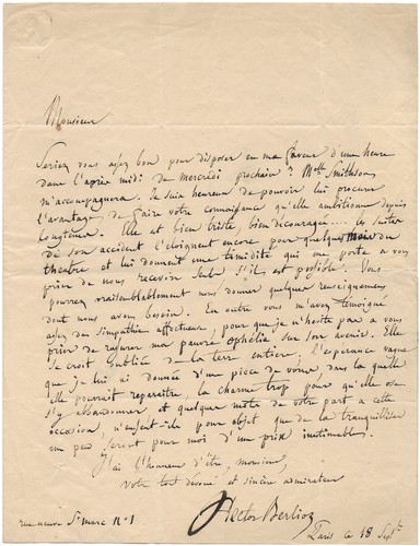 Hector berlioz lettre - hector, /