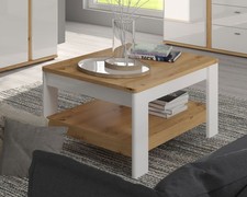 Table Basse Salon Avila 90x60Cm Chêne Artisan MDF Blanc Brillant