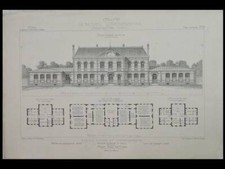 SOTTEVILLE LES ROUEN, ECOLE RASPAIL - 1880- GRANDE GRAVURE ARCHITECTURE, FAUQUET
