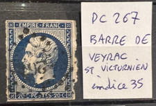 🦬 Timbre classique N°14A - 20 c Bleu Empire  - PC N°267 Barre de Veyrac🦬