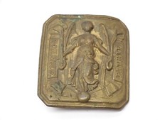 -ANCIENNE BOUCLE de CEINTURON OFFICIER HONNEUR PATRIE LAITON jus de grenier   D