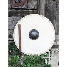 Viking Bouclier Rond De Bois Et Toile Avec Eisenbuckel Moyen Âge Accessoire