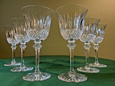 Lot 6 verres à vin blanc/Porto en cristal Saint Louis - Modèle Tommy - H : 14 cm