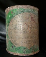 rare ANCIENNE boite CONSERVE petits pois usine du baubois Quimperlé circa 1920