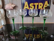 Lot de 4 VERRES A PIEDS ALSACE DÉCOR Raisins et Feuilles de Vigne
