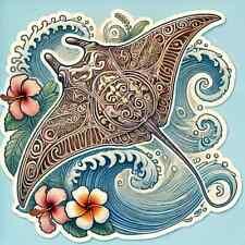 2 Autocollants hibiscus Tahiti