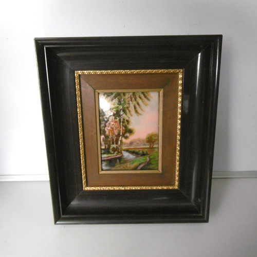 Tableau emaux limoges signe - emaux,