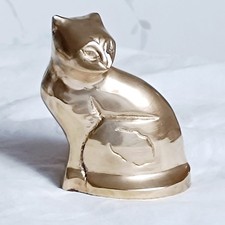 Statuette/Sculpture Chat Stylisé en Laiton Massif (Bronze ?) 