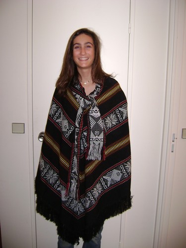 Poncho avec echarpe gris - -,