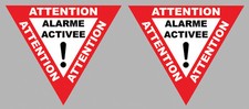 2 X ATTENTION ALARME ACTIVEE MOTO ANTI VOL 6,5cmX5,5cm AUTOCOLLANT STICKER AA155