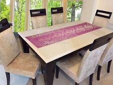 Chemin de table indien jacquard brocart éléphant violet longue nappe basse boho