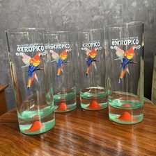 4 VERRES TROPICO ANCIENS BAR VINTAGE PERROQUET