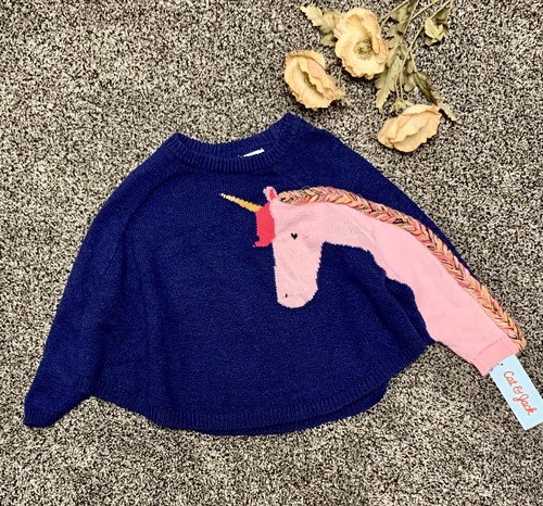 Unicorn navy poncho style cat - unicorn,