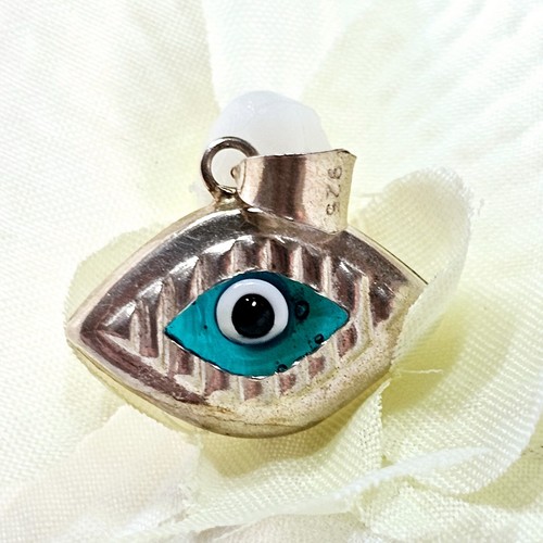 Pendentif oeil bleu verre - pendentif,