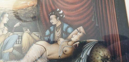 Peinture hindou signee scene - hindou,