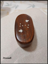 Boîte En Bois Vintage Indiana Fait Main Avec Des Feuilles De Perles En Relief