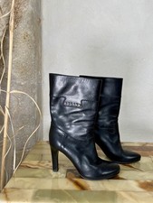 CELINE Black Leather Mid-Calf