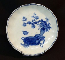 B Très belle assiette 19ème porcelaine fine CHINE 21cm500g blanc bleue floral 