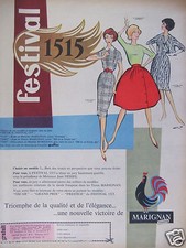 PUBLICITÉ 1959 TISSUS MARIGNAN FESTIVAL 1515 - ADVERTISING