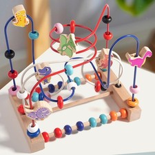 Labyrinthe de perles en bois en forme d'animaux pour bébés, garçons, filles,