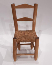 Ancienne Petite Chaise Paille Miniature Poupée Deco Vintage 